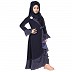 Designer abaya with Polka dotted frills for kids- Navy Blue